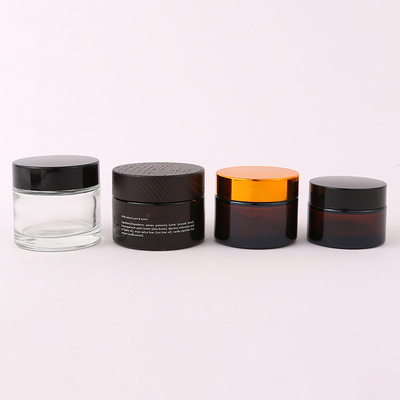 Straight Side Cosmetic Bottle Packaging 1 oz 2oz 4oz Clear Glass Cream Cosmetics Jar