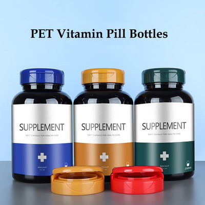 200cc 500cc Wide Mouth Flip Cap Bottle in Pink for Customized Private Label PET Vitamin Pill or Chocolate Packaging