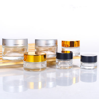 5g 10g 15g 30g 50g 100g Food Grade Round Glass Jar with Gold or Silver Lids from Screen Printing