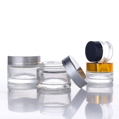 5g 10g 15g 30g 50g 100g Food Grade Round Glass Jar with Gold or Silver Lids from Screen Printing