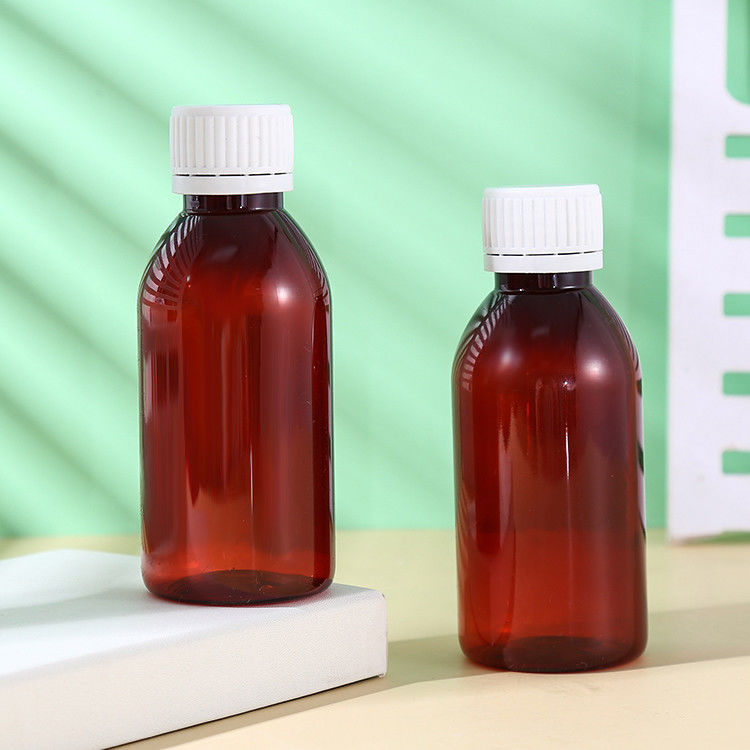 Promethezine PET Collar Material 100ml 120ml 3oz 4oz Amber PET Cough Syrup Bottles Plastic Bottle Lean Bottle